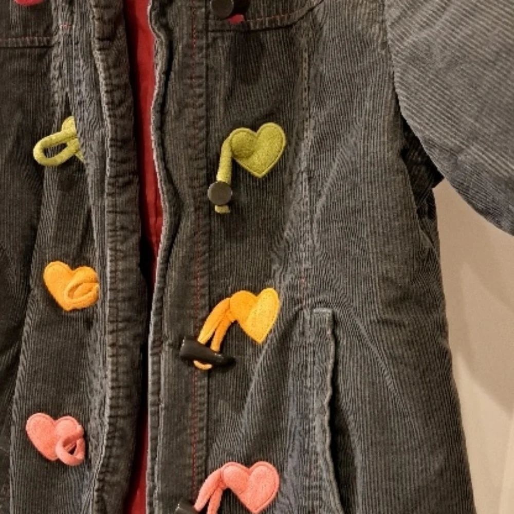 Gymboree  corduroy  girls Hooded Jacket with Heart Accents g size M (7-8)